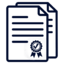 Symbol von zwei überlappenden Dokumenten mit Siegel als Darstellung eines SSL-Multidomain-Zertifikats.