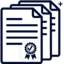 Symbol von mehreren überlappenden Dokumenten mit Siegel als Darstellung eines SSL-Wildcard-Zertifikats für Subdomains.