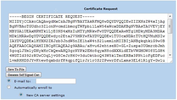 Eingabedialog des Zertifikates in der Juniper WEB GUI