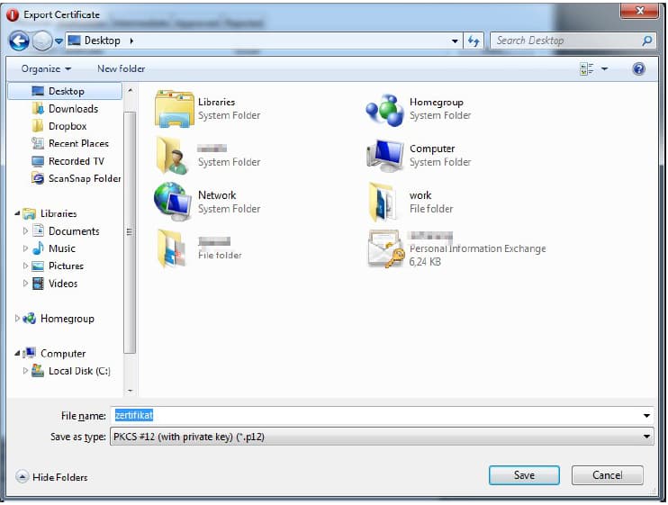 Wählen Sie einen Speicherort und Dateinamen aus Screenshot des Windows Datei-Explorer mit Beispielinhalten.