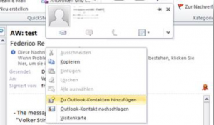 Zu Outlook Kontakten hinzufügen Zu Outlook Kontakten hinzufügen