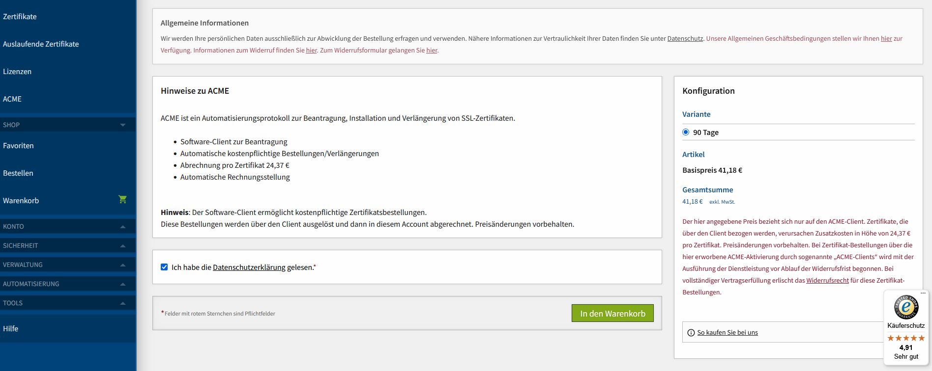 Hinweise zu ACME